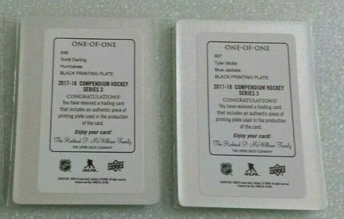 Scott Darling 2017/18 Upper Deck Compendium #646 1 OF 1 PRINTING PLATE BLACK - Picture 2 of 2