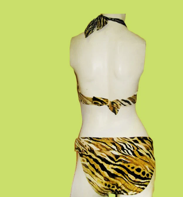 NUEVO GOTTEX SAVANNAH animal print HALTER BIKINI TRAJE DE BAÑO CONJUNTO TRAJE DE BAÑO TALLA 8 Foto 4 de 4