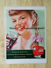 Vintage 1951 Coca-Cola Girl Smiling Full Page Original Color Ad  921