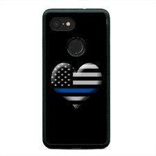 Heart USA Flag Police Thin Blue Line Phone Case Cover For Google Pixel 3 3XL 2XL