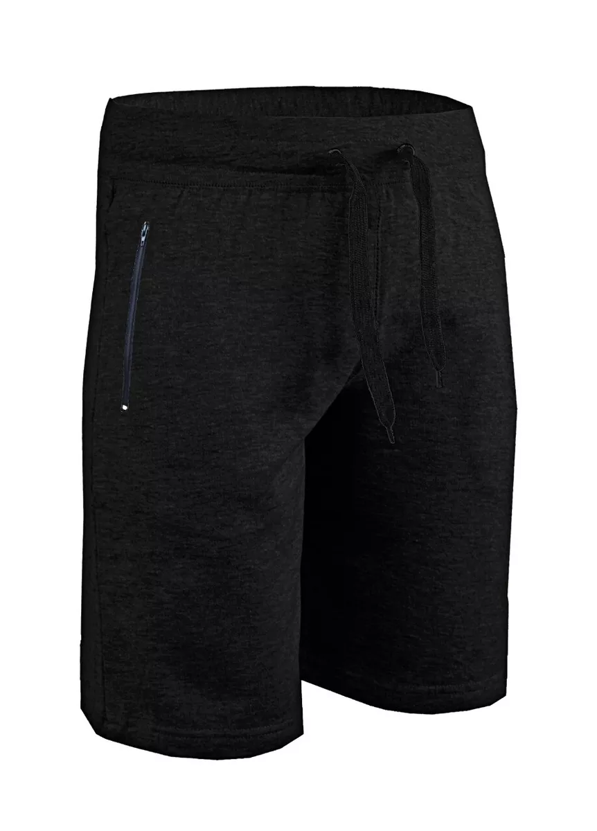 Mens Fleece Shorts Zip Pockets Casual Running Jogging Swim Shorts