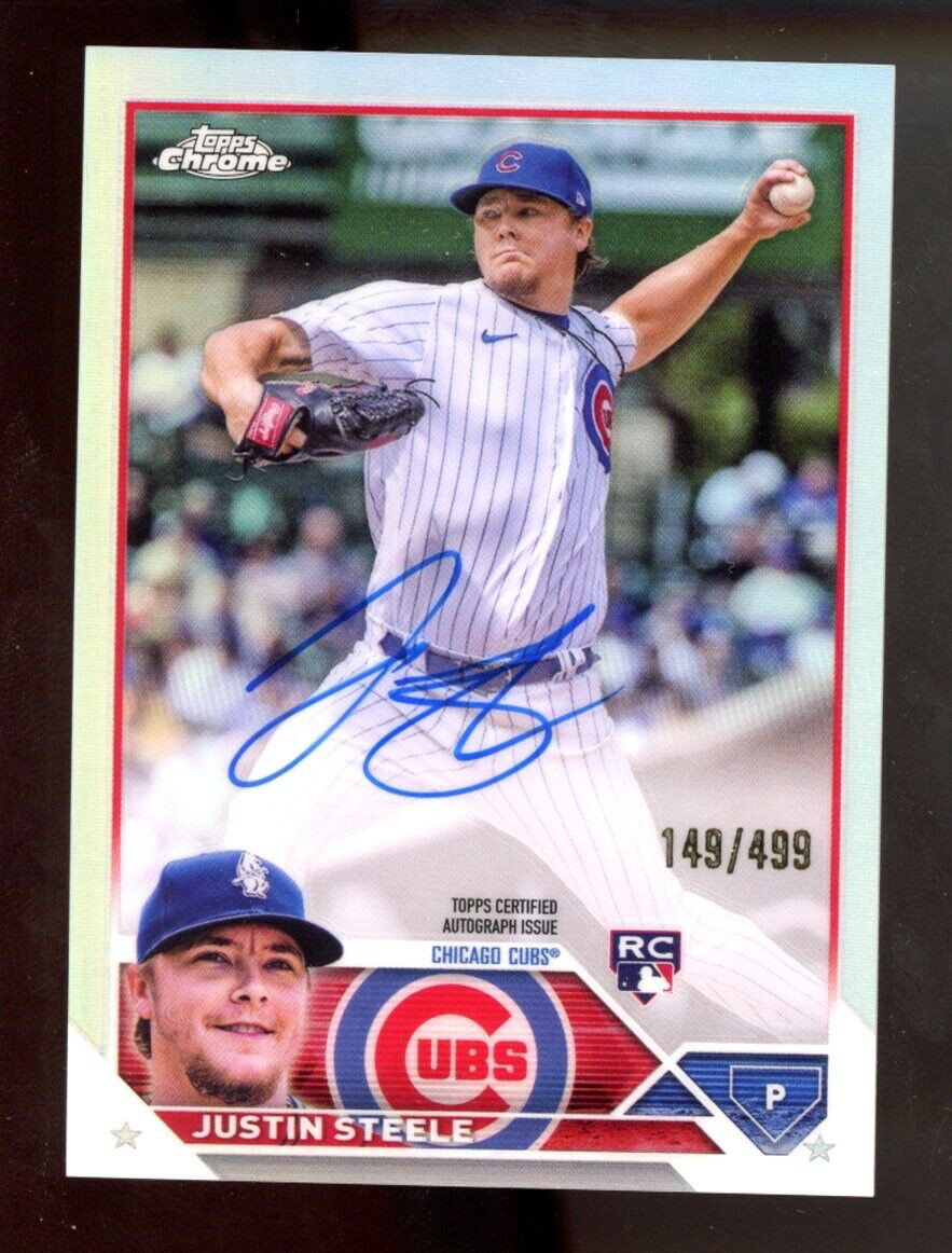2023 Topps Chrome Refractor /499 Justin Steele #RA-JST Rookie Auto RC