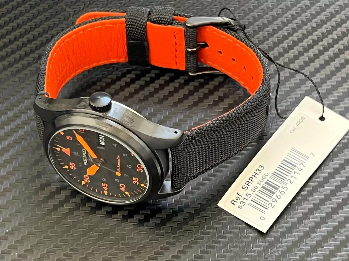 SEIKO 5 Sports JAPAN Vintage des worn by early pilots Black/Orange  SRPH33-MINT