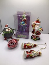 Lot 6 Glass Ornaments How Grinch Stole Christmas Santas Blown Hand Decorated