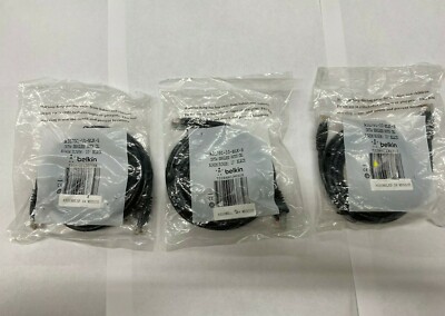 Qty 3 Belkin A3L791-10-BLK-S 10FT CAT5E Snagless Patch Cable RJ45M, U2357 0U2357