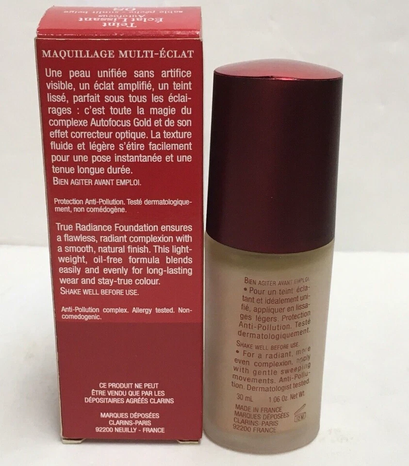 Clarins True Radiance Foundation 08 Sunlit Beige Sable OIL FREE New in Box - Image 2 of 2