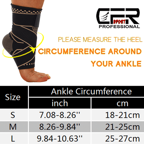 COPPER Compression Ankle Brace Foot Heel Sleeve Arthritis Pain Relief Support - Picture 2 of 15