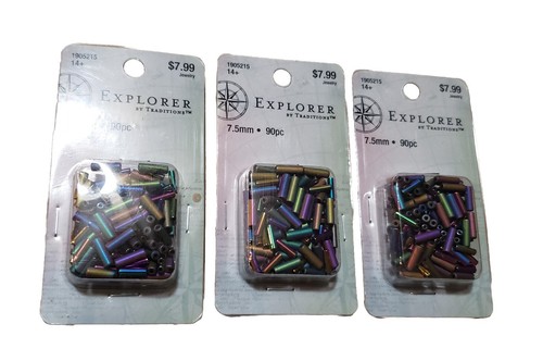 Neu Menge 3 Explorer von Traditions Hobby Lobby schillernde Röhre Perlen 7,5 mm