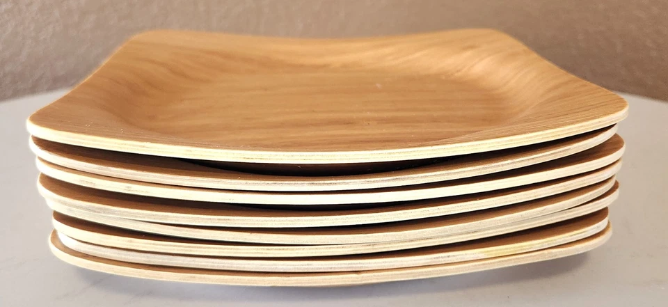 Crate & Barrel Square Bamboo "Environmentally Friendly" Salad Plates- Set of 8 - Image 3 of 4