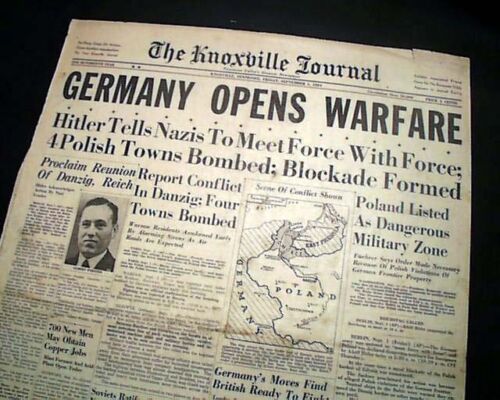 World War II Starts Poland Attack Adolph Hitler Defies the World 1939 Newspaper  - 第 1/10 張圖片