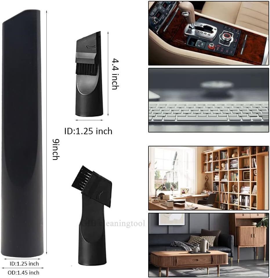 9 Pcs Household Cleaning Vacuum Cleaner Attachments for Shop Vac Black