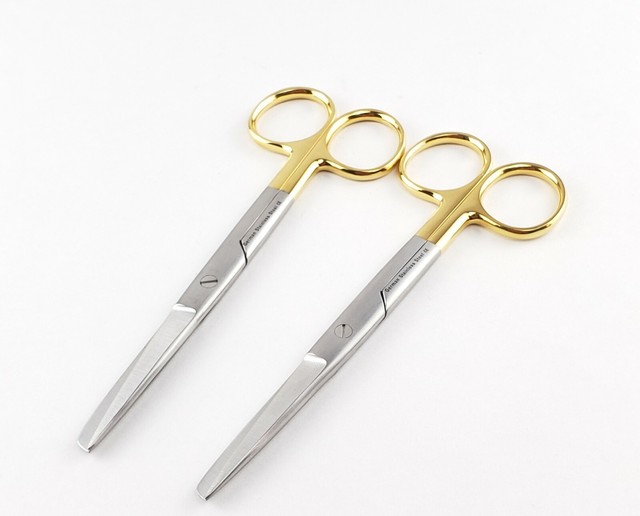 2 Blunt Sharp 5.5" TC Surgical Scissors Straight German Stainless Steel