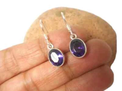 Herausragender Amethyst Edelstein 925 Sterling Silber Handgemacht Ohrring D-16 - Bild 1 von 4