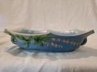 Vintage Blue Roseville Bleeding Hearts Art Pottery USA 383-12 Console Bowl