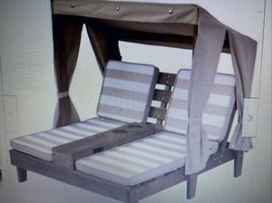KidKraft Wooden Outdoor Double Chaise Lounge with Cup Holders Espresso