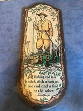 Vintage Fishing Rod Fly Wood Plaque Cabin Man Cave York, PA 1968