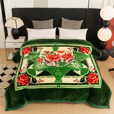 Korean  Mink Fleece Organic King Blanket, 2 Ply Reversible Silky Soft Plush Warm