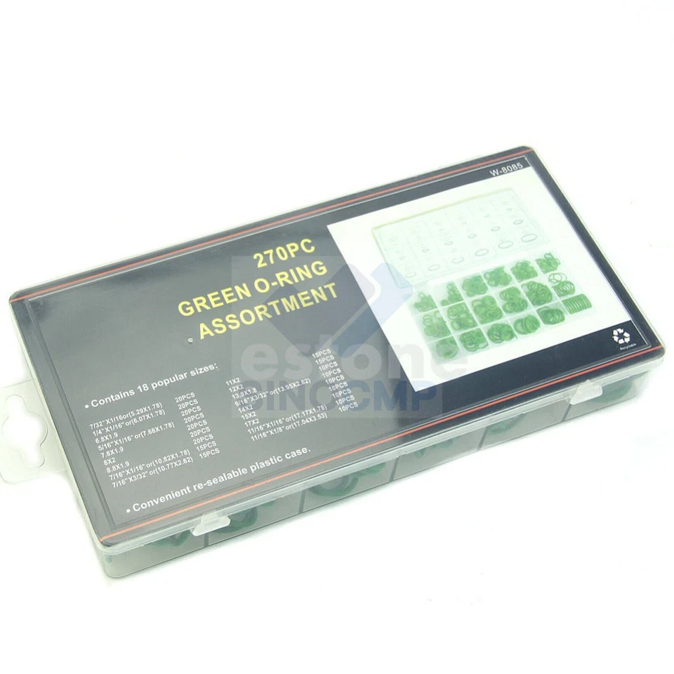 Juego de 270 piezas de juntas tóricas de sello verde para automóvil kit surtido de lavadora de goma aire acondicionado Foto 4 de 4