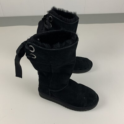 KOOLABURRA BY UGG Boots WOMENS Sz 5 BLACK SUEDE 1105791 ANDRAH Shearling Lined