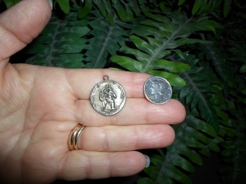 Vintage CREED Sterling silver - SAINT CHRISTOPHER MEDAL - WWII Army Air Corps - Picture 3 of 3