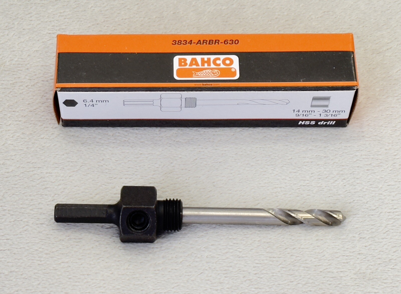Bahco 3834-ARBR-630 Holesaw Arbor 14mm - 30mm with Hexagonal Shank