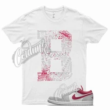 White BLESSED T Shirt for Air J1 1 Low SE Light Smoke Grey Gym Red 