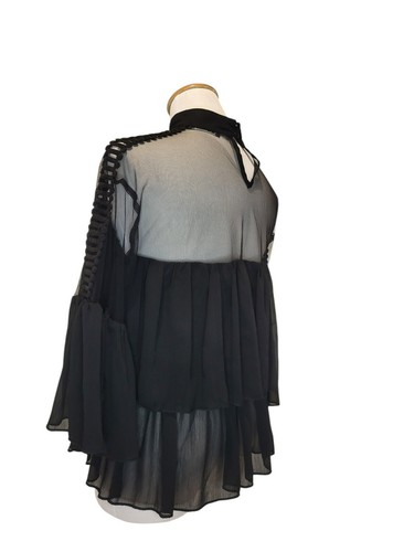 Blusa De Colección INA Negra Transparente Volantes Bruja Gótica Caprichosa Hada Vampiro 8 - Imagen 19 de 22