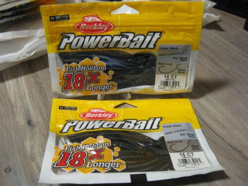 2 Packs Berkley 4" Power Worms Soft Fishing PowerBait Solid Black Color - Picture 4 of 4