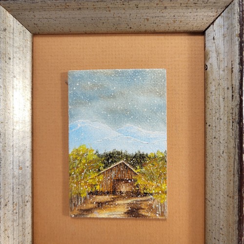 Vintage Hand Painted Mini-Canvas Country Scenes Retro Framed 5"x6" - Picture 7 of 14