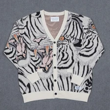 WACKO MARIA GUILTY PARTIES Men's Tiger Print V-neck Sweater