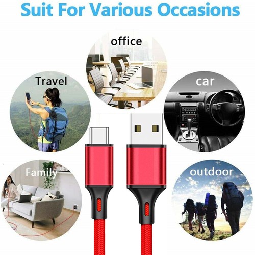 Braided USB C Type-C Fast Charging Data Charger Cable Cord for S23 S22 A03s A14 - Picture 6 of 17