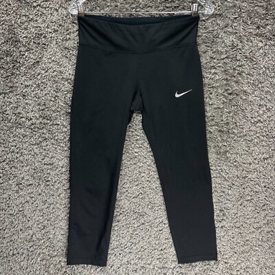 Nike Cropped Leggings Womens Medium Black Power Essential Running Fitness  Ladies