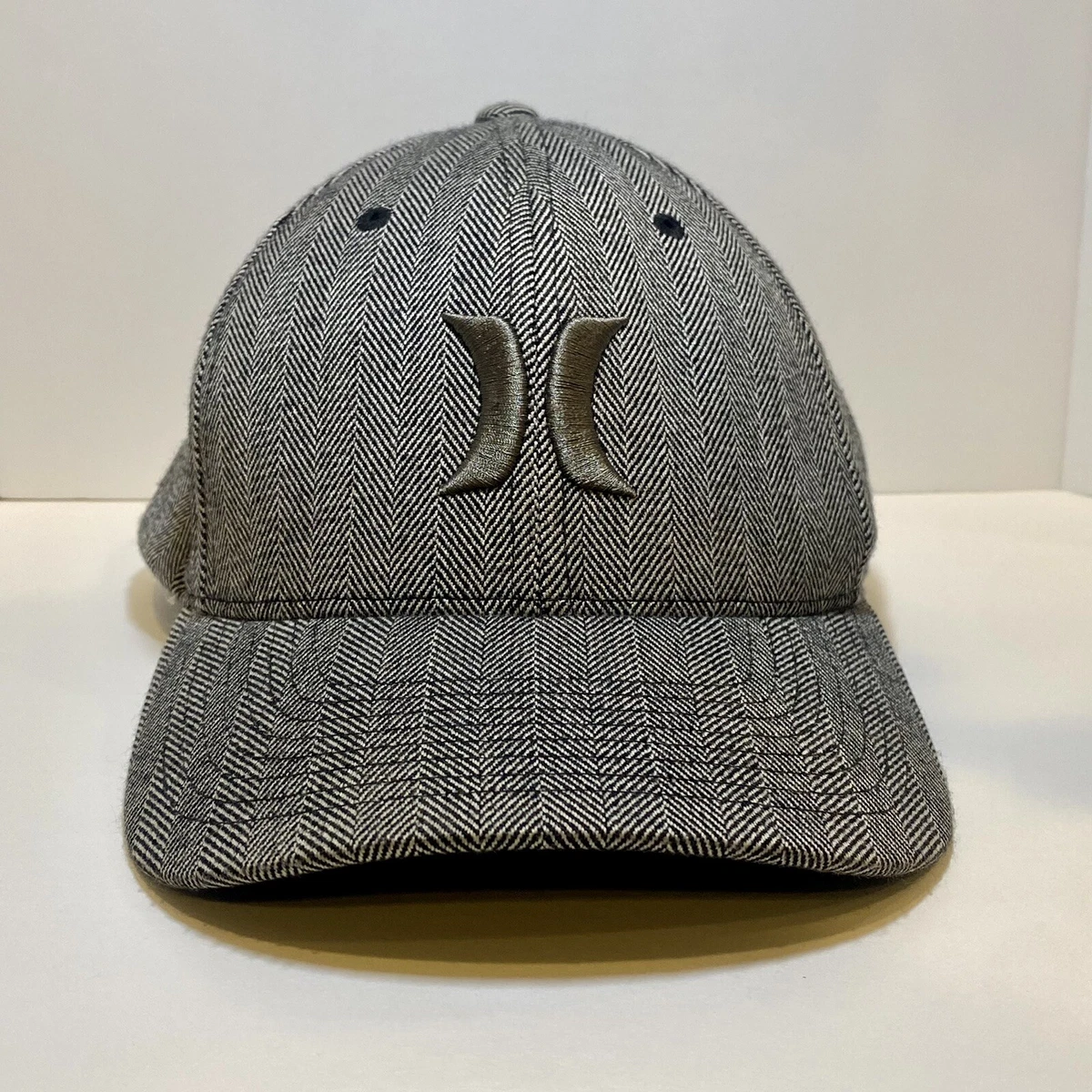 Hurley Hat Small Medium Flex Fit Black White Grey Tweed Look Cap