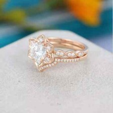 2Ct Round Cut Diamond Lab-Created Engagement Bridal Ring 14K Rose Gold Plated