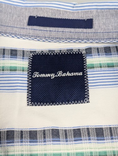 Camicia Tommy Bahama uomo taglia 3XL abbottonata manica lunga a righe blu misto seta - Foto 4 di 8