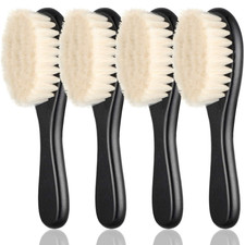 4 Pieces Barber Fade Brush Set with Natural Fiber Wooden Handle - Beard Styling