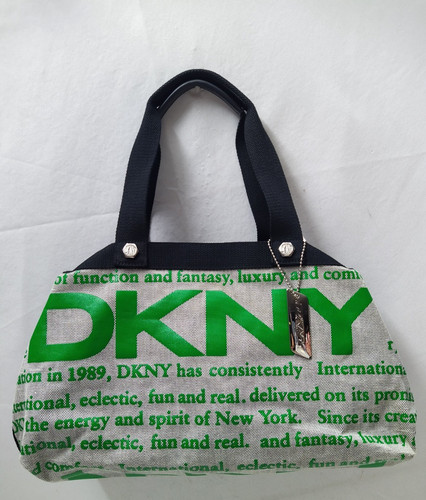 DKNY Gray Canvas Double Handles Shoulder Bag