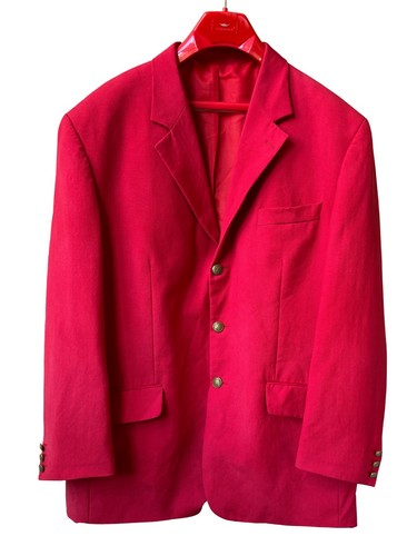 Moschino Cheap and Chic, Moschino Cheap and Chic Mens Linen Blazer Vintage 1990s Red Jacket Size US 46