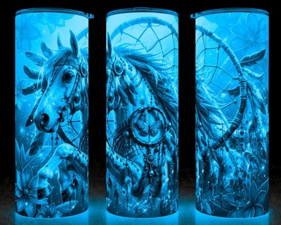 Glow in the Dark Native American Dream Catcher Horse  Floral Cup Mug Tumbler