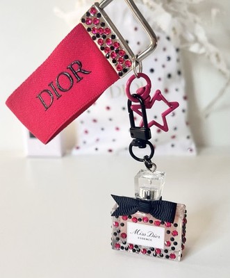 Miss Dior Essence Keyfob Bag Charm Travel Size Splash Mini + Dustbag + Crystals