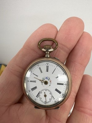 Remontoir Pocket Watch 10 Rubies 800 Silver Floral Dial