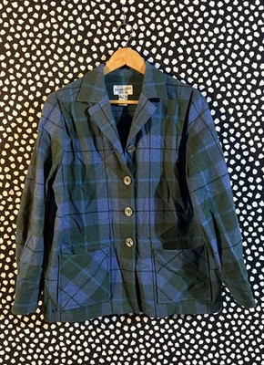 Vintage Pendleton Blazer Women s Plaid 100% Wool Made in USA Button