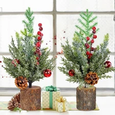 15" Mini Christmas Artificial Tree with Lights, Small Christmas Tree, Artific...
