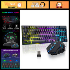 Wireless Gaming Keyboard Mouse Set, RGB Backlit, Rechargeable Battery, Gamer G