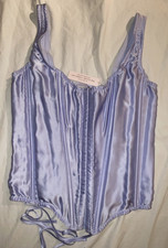 New VICTORIA'S SECRET Bustier LADIES Sz L LARGE Lace Up Corset NWT Purple Silk