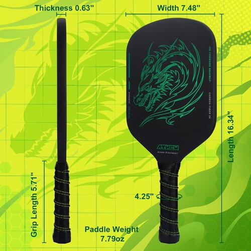 Pickleball Paddles, T700 Carbon Fiber Pickleball Paddle 3K Surface with Bling... - Picture 3 of 7
