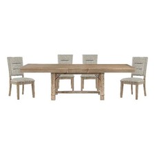 Lexicon Aberdeen 5-Piece Wood and Fabric Dining Set in Light Oak/ Beige