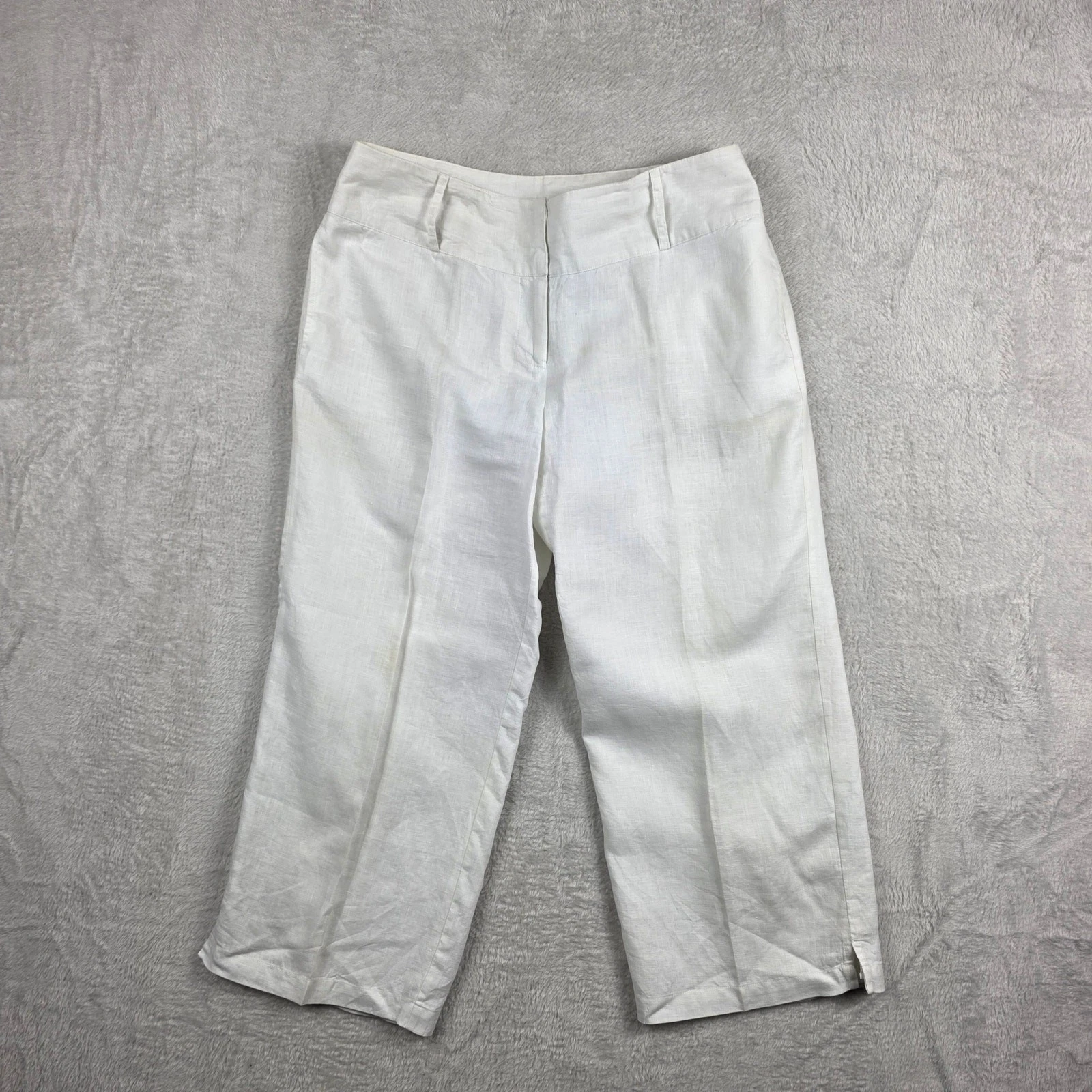Women's Richard Malcolm Capri Pants Size 10 White Lined Casual Flat Front