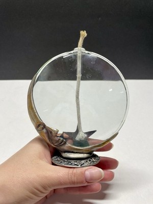 Celestial Half Moon/ Star Stand with Glass Flask Oil Diffuser Pewter Whimsical