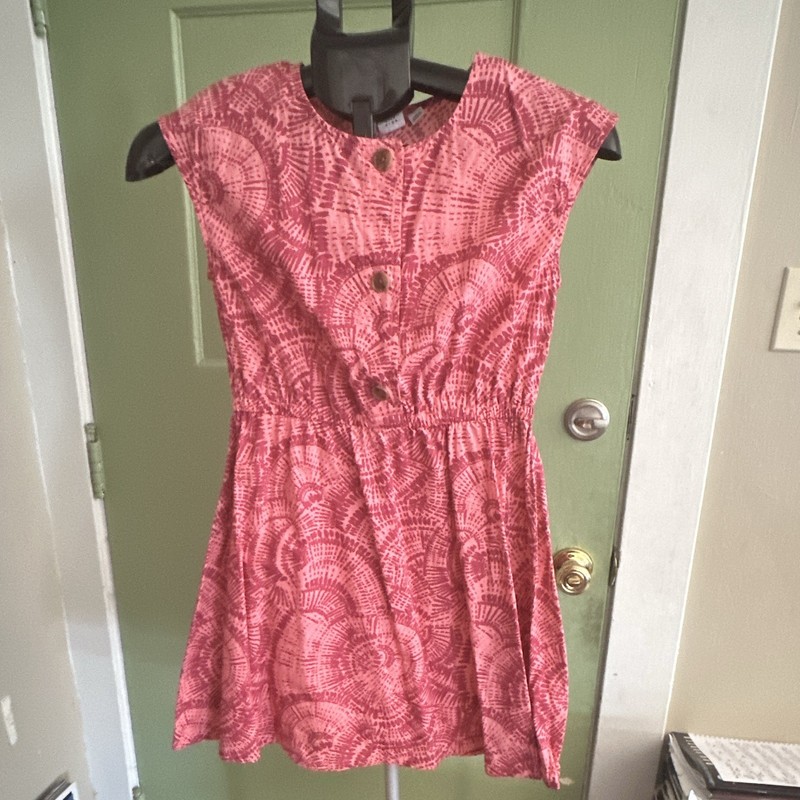 GAP Kids Girls L (10) Pink Animal Print Fit & Flare Knee Dress Cap Sleeve
